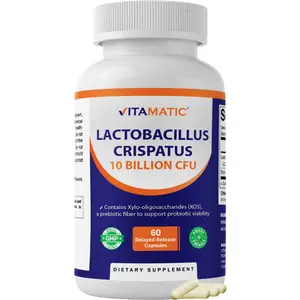 Vitamatic Lactobacillus Crispatus 10 Billion CFU with XOS Prebiotic, Delayed-Release Probiotic Capsules, Non-GMO, 60 Capsules.