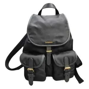 Burberry Adjustable Leather Strap Backpack with Polished Hardware for Men and Women