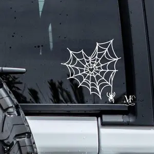 Spider web car decal, spider car window sticker, spiderweb vinyl decal, Halloween spider decal,spooky car window sticker