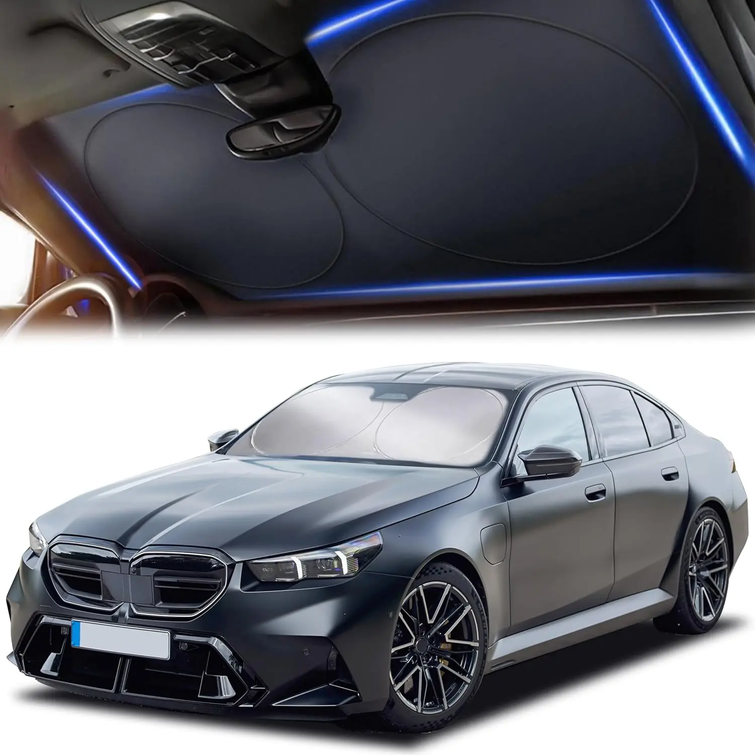 Car Windshield Sun Shade, 280T Reflective Front Visor Sun Blocker