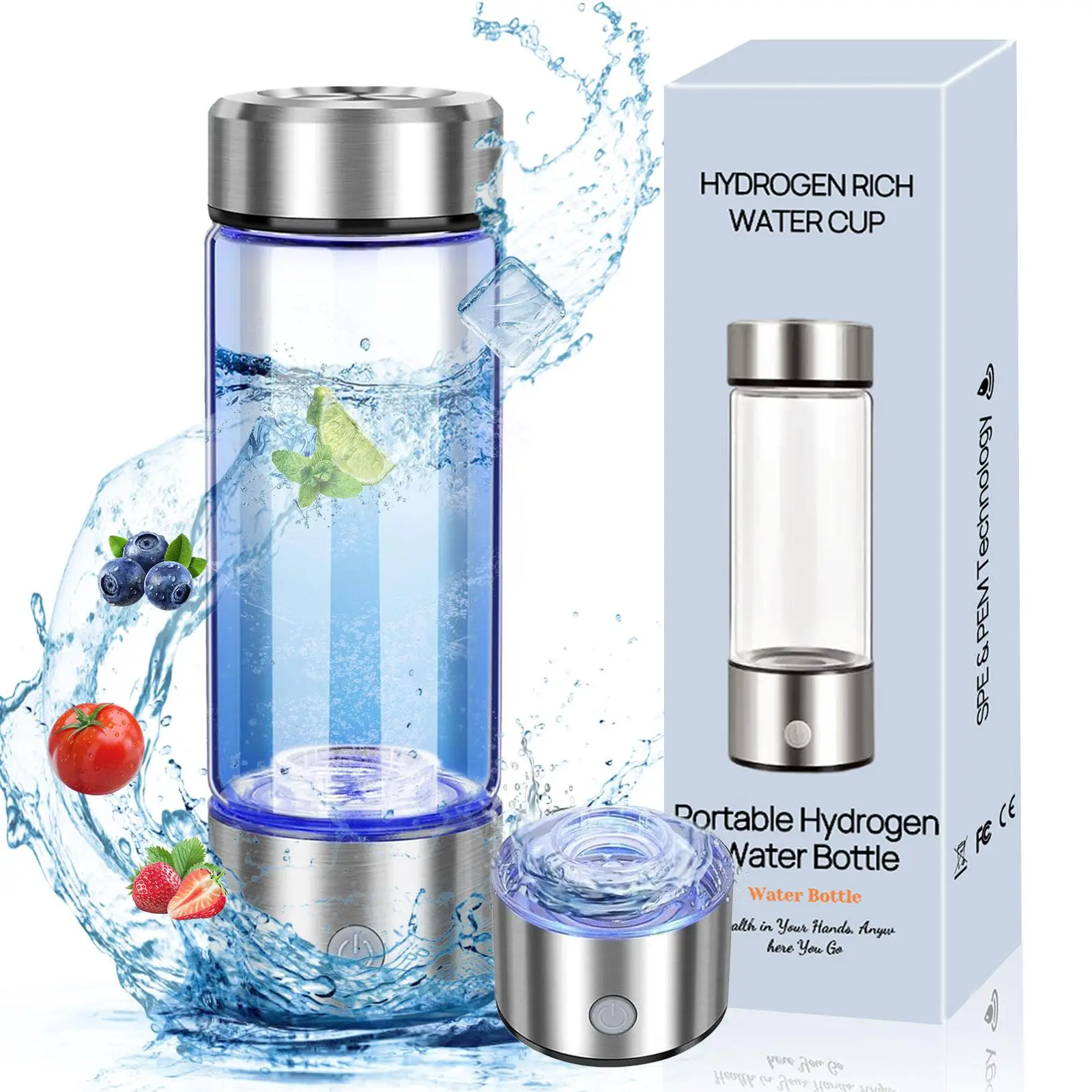 Mother'S Day Gift, Portable Hydrogen Water Bottle, 1 Count USB1 Powered 420ml Water Bottle, Water Ionizer Machine, Drinking Supplies for Home Office,