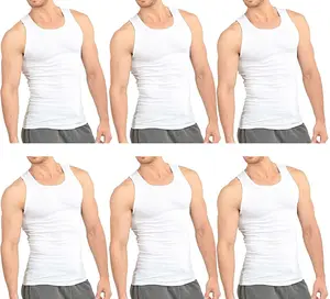 6 Pack Knocker Men's 100% Cotton White A-Shirts Sizes S-3XL Comfortable Everyday Wear Tops