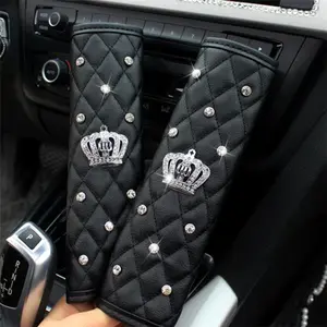 Luxury Diamond Rhinestone Seat Belt Cover, Crown Gear Shift Knob Cap, Swan Safety Pad, Car Interior Accessories