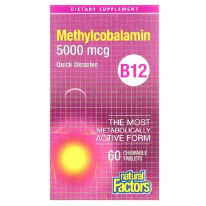 Natural Factors B12, Methylcobalamin, 5,000 mcg, 60 Chewable Tablets