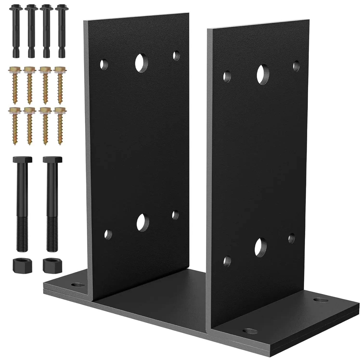Adjustable 6x6  Base, Heavy-Duty Detachable  Bracket 10-Gauge Steel, Rust-Resistant  Anchor Bracket for Decks, Fences, Mailboxes, Gazebos, Pavilions, 1 count