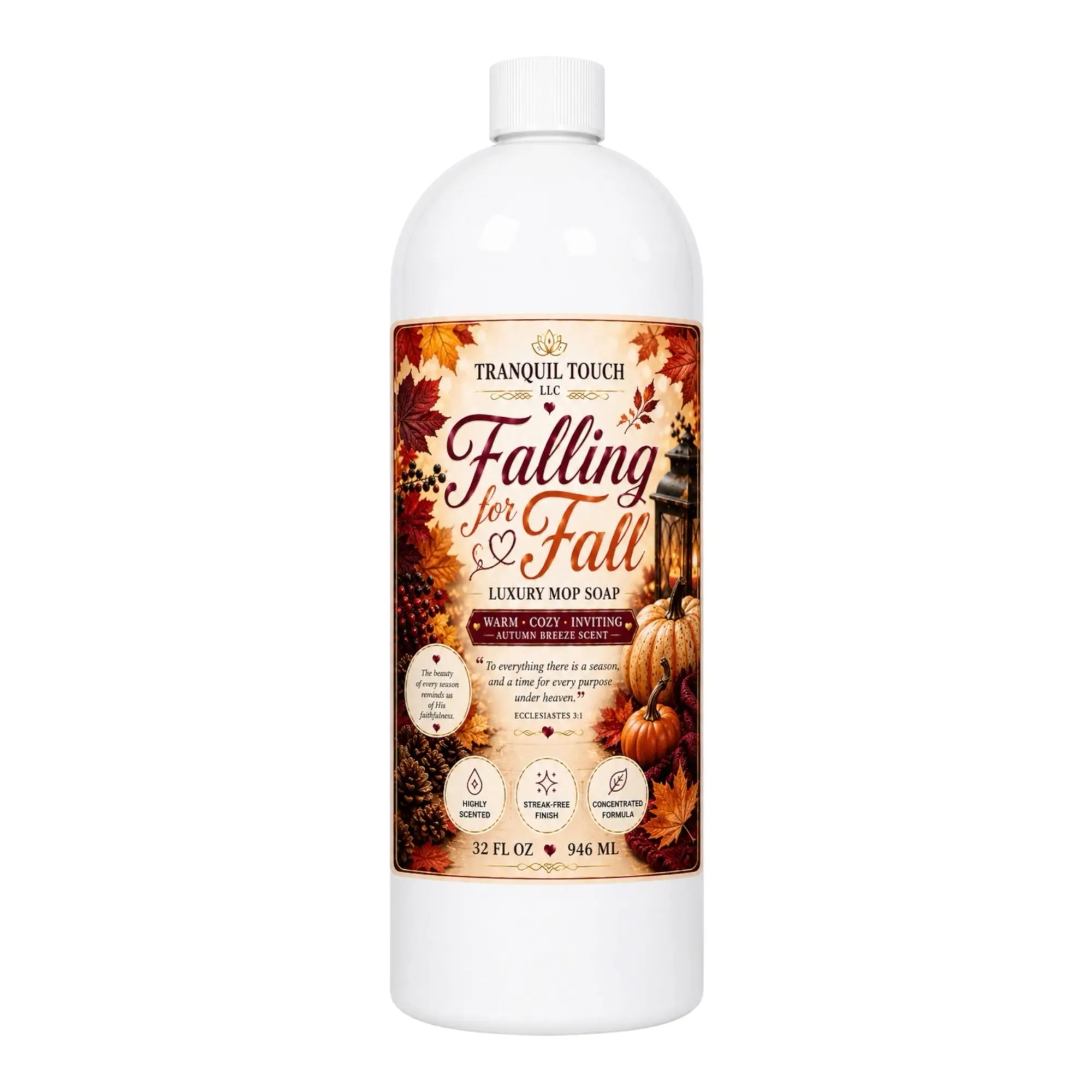 TRANQUIL TOUCH Non-Toxic Fall Blend Concentrated Mop Soap Cleaner - Scented All Purpose Floor Cleaner for Home Care Use, Indoor Household Cleaner