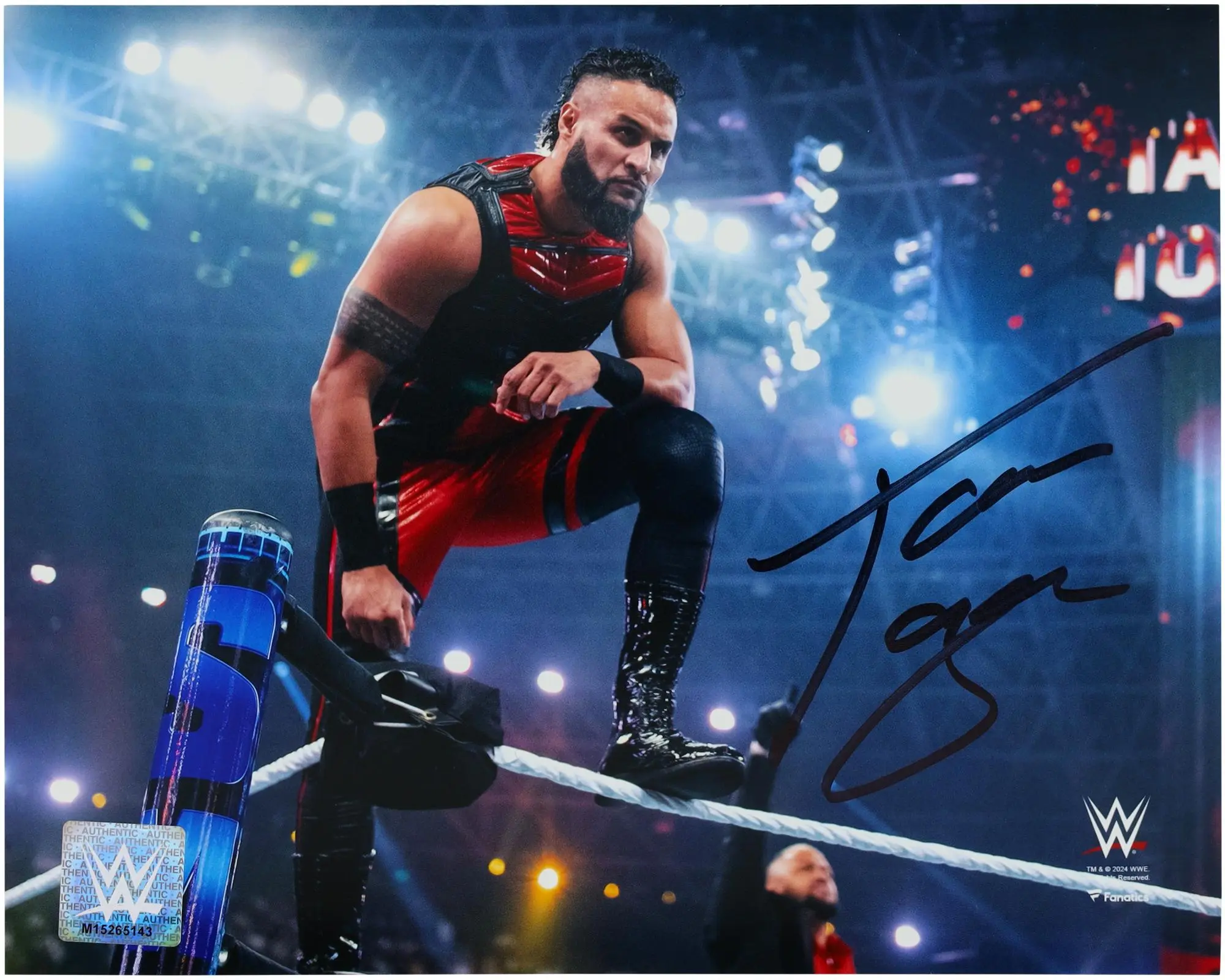 Tama Tonga WWE Autographed 8" x 10" Standing On Top Rope Photograph - Fanatics Authentic Certified