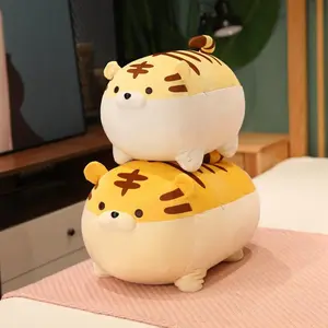 32cm Fat Cartoon Tiger Plush Toy Down Cotton Stuffed Animal Ultra Soft Huggable Tiger Plushie Kids Gift