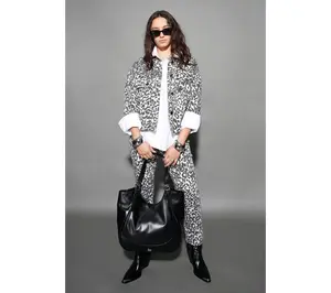 RM Studio x Rebecca Minkoff Animal Print Luxe Stretch Denim Jacket