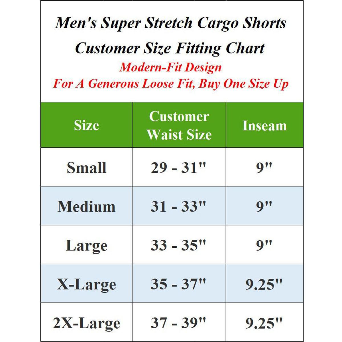 Men's Multi Pack Super Stretch Pull-On Cargo Shorts (Sizes, S - 2XL)