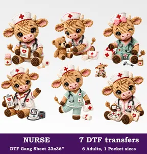 Nurse DTF Gang Sheet, 23x36 in. Ready to Press Heat transfers