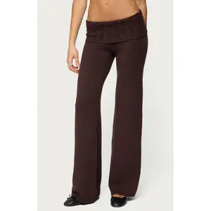 Edikted Women's Lula Cable Knit Foldover Pants