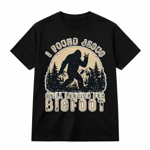 Cotton Oversized T-shirt Unisex Funny Meme T-Shirt Graphic Print Bigfoot Forest Tee Vintage Outdoor Humor Casual Streetwear Gift Top