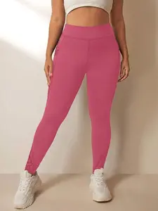 Plus Size Women's Asymmetrical Functional Leggings, Tight-Fitting, Tummy Control Pockets, Mesh & Fleece Fabric Long Pants Yoga Pants