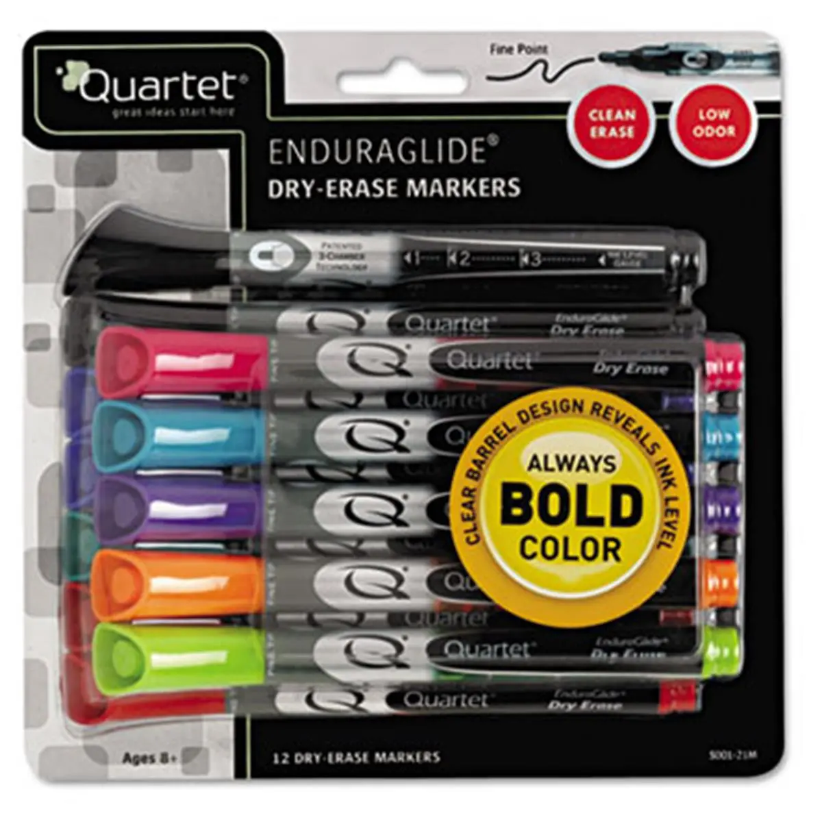 212 MAIN Quartet EnduraGlide Dry Erase Markers (Whiteboard Pen), Chisel Tip, Assorted Colors 12-Piece Set for Track & Field Leisure Outdoor Recreation