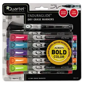 212 Main Quartet EnduraGlide Dry Erase Markers, Chisel Tip, Assorted Colors, 12-Set Track & Field Leisure Outdoor Recreation Equipment