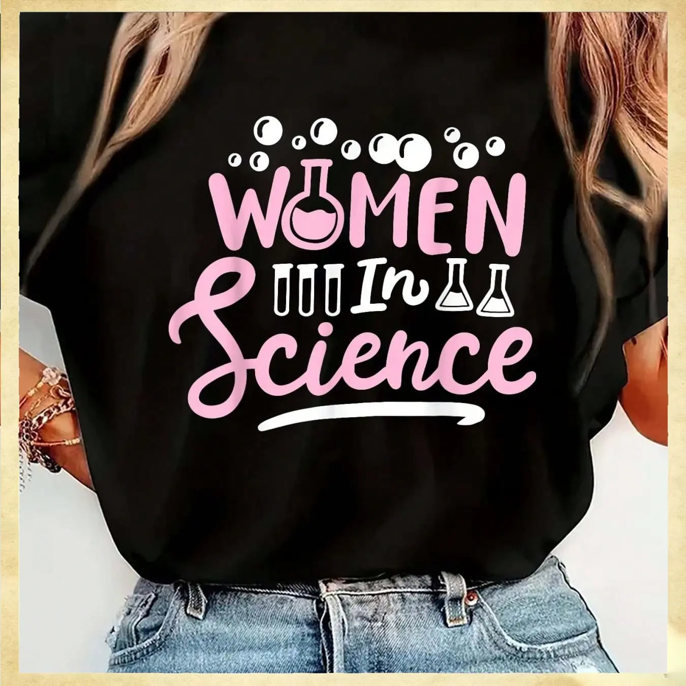 Science Girl Chemistry Science Teacher Women In Science T-Shirt Womens Round Neck Short Sleeve T-Shirt Fashion Graphic T