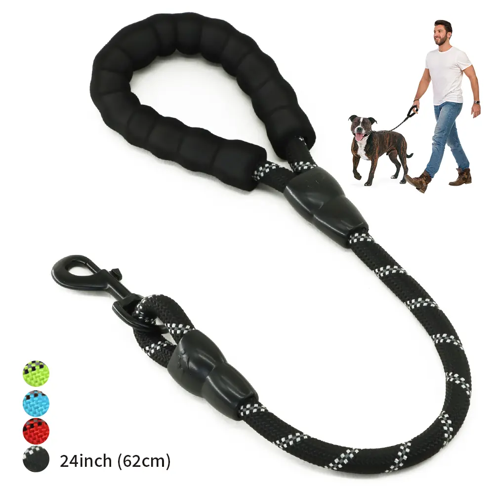 Short Training Leash for Dogs | Teach Them to Walk Without Pulling | 24” Rock Climbing Rope with Swivel Metal Snap-Bolt | Take Your Pup Near Traffic and Crowds | No Tangle Leash