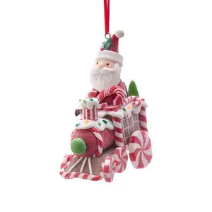 Candy Cane Santa Gingerbread Train Ornament