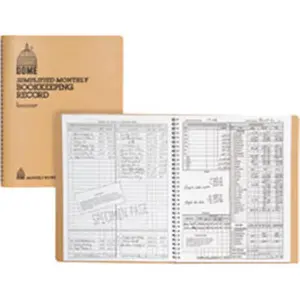 212 MAIN Bookkeeping Record Book - Vinyl Cover, Beige, Detachable Sheets for Record Keeping