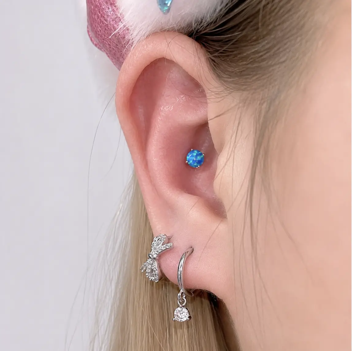 Women's Silver-Tone Bow-Inspired Ribbon Earrings - Coquette Feminine Aesthetic, Whimsical, Bling Effect, Sparkly Detail, Alternative, Affordable Fashion, Daily Wear Costume Jewelry, No Warning Applicable, Ribbon Shape