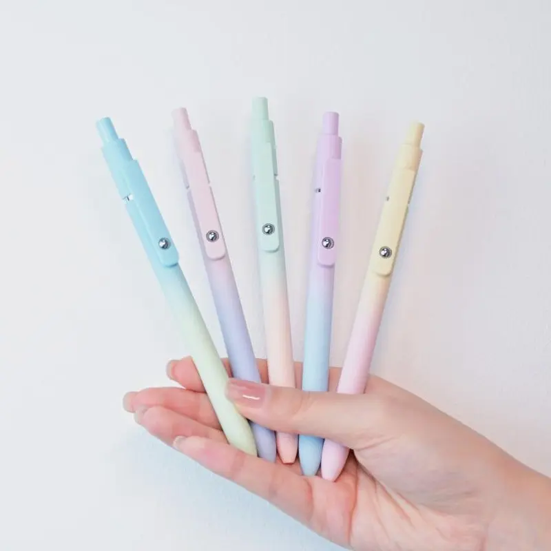 5PCS Minimalist Rainbow Pack Press-Type Pens Set - Smudge-Proof Quick-Dry Ink Office Stationery Kit with Grip, Ideal for Bible Journaling, Kids Gifts (Writing & Correction Tools to Eliminate Smudges)