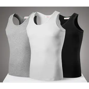 Men's White Fine Ribbed Cotton Tank Top Stretch Slim Fit Basic Undershirt Casual Gym Sleeveless Vest  waist beaters