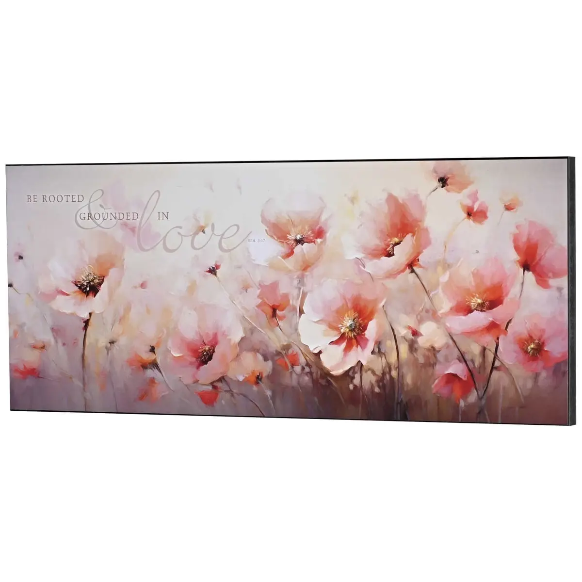 360 Stand MDF Wood Hanging Wall Plaque (23x9.75in) - Inspirational "Be Rooted & Grounded In" Floral Quote, Wood Wall Art, Home Decor Accessory, Quote Prints