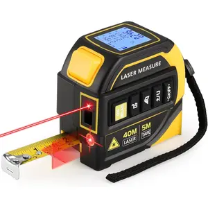 Tape Measure - Class 2, 131FT Distance Meter, 16FT Tape Measure,-Line, Dual-Axis Angle, LCD Display, for DIY, Construction Projects