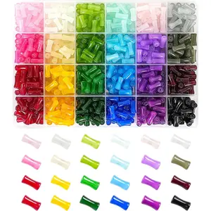 REVKI 6 * 12mm Glass Beads Bracelet Making Kit,600pcs 24 Colors Rice Shaped Natural Bamboo Crystal Beads for Jewelry Making,Teardrop Glass Beads for DIY Necklace Crafts