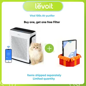 Levoit Vital 100S Compact High Performance Pet Air Purifier for Home Large Room (Up to 1110 Ft²) with True HEPA Filter, Light Sensors, Smart WiFi, Sleep Mode, US Plug – for Pet Odors, Dust, Allergies (HEPA Filter Replacements Available)