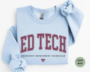 Emergency Department Technician  Graphic Crewneck & Tee, ER Tech, ED Tech Gift, Emergency Room Nurse Gift, ER Department Apparel, phlebotomy shirts