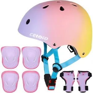 Kids Bike Skateboard Helmet Pad Set,Toddler Cycling Protective Gear Knee & Elbow Pads Wrist Guards for 5-16 Years Girls Boys Bicycle Scooter Roller Skate Inline Skating Rollerblading