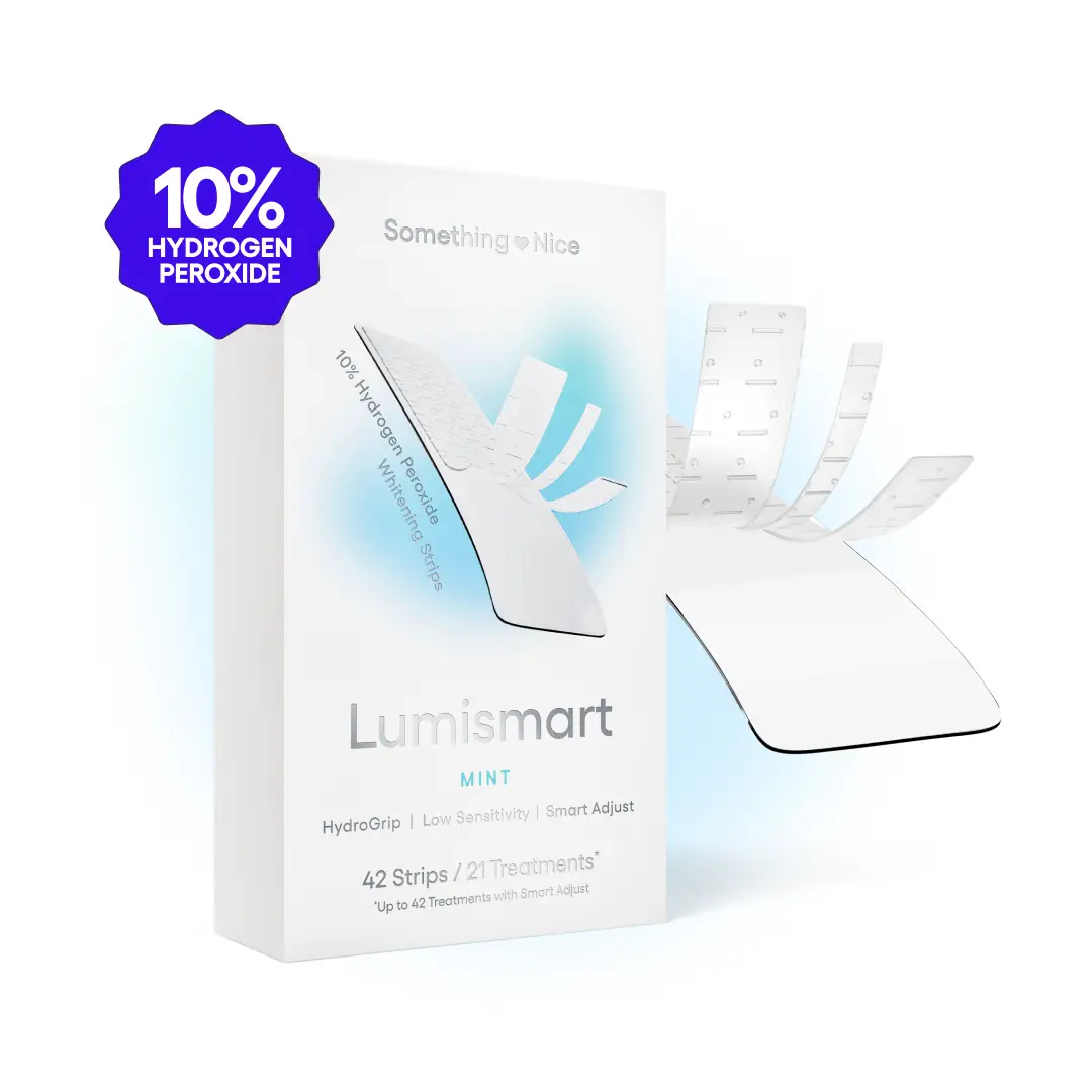 Something Nice Lumismart Whitening Strips 10% Hydrogen Peroxide with Smart Adjust Technology & Hydrogrip Formula for Sensitive Teeth Teeth Stain Clean