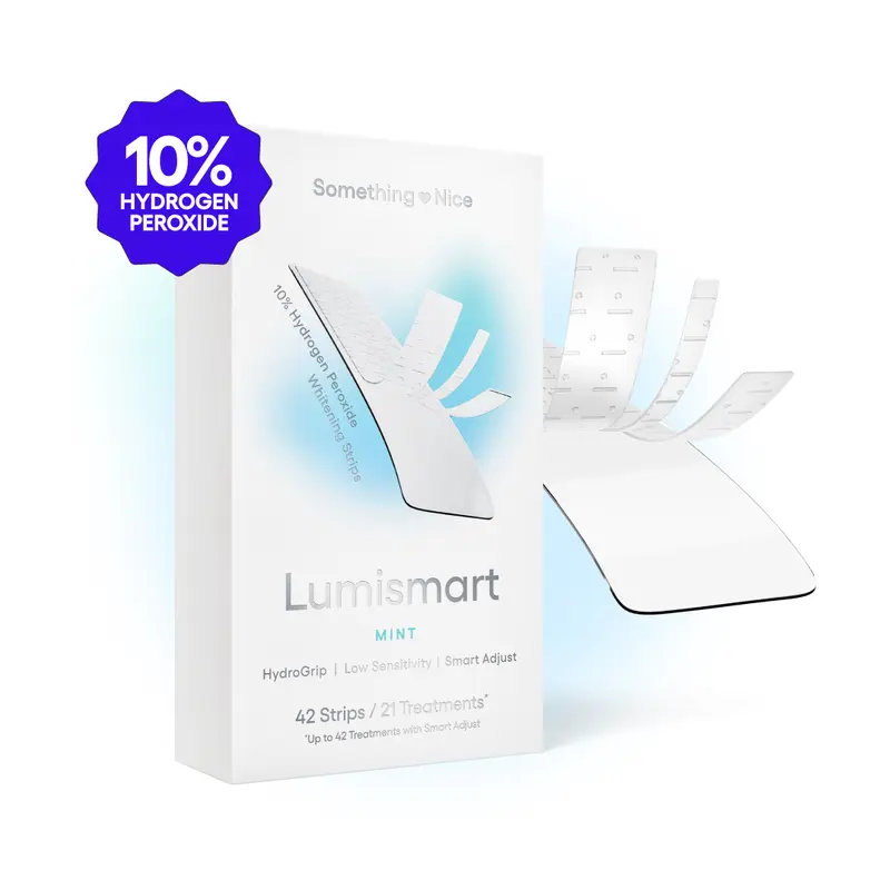 Something Nice Lumismart Whitening Strips 10% Hydrogen Peroxide with Smart Adjust Technology & Hydrogrip Formula for Sensitive Teeth Teeth Stain Cleaner Teeth Brightening Booster