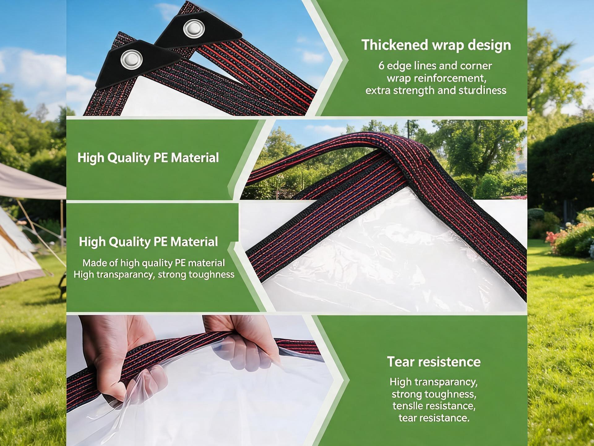 plastic tarp  Clear Tarp Waterproof with Grommets 4x6 ft,Heavy Duty Clear Plastic Tarp Cover,Clear Vinyl Tarp for Outdoor/Patio/Garden/Chicken Coop/Cat Litter