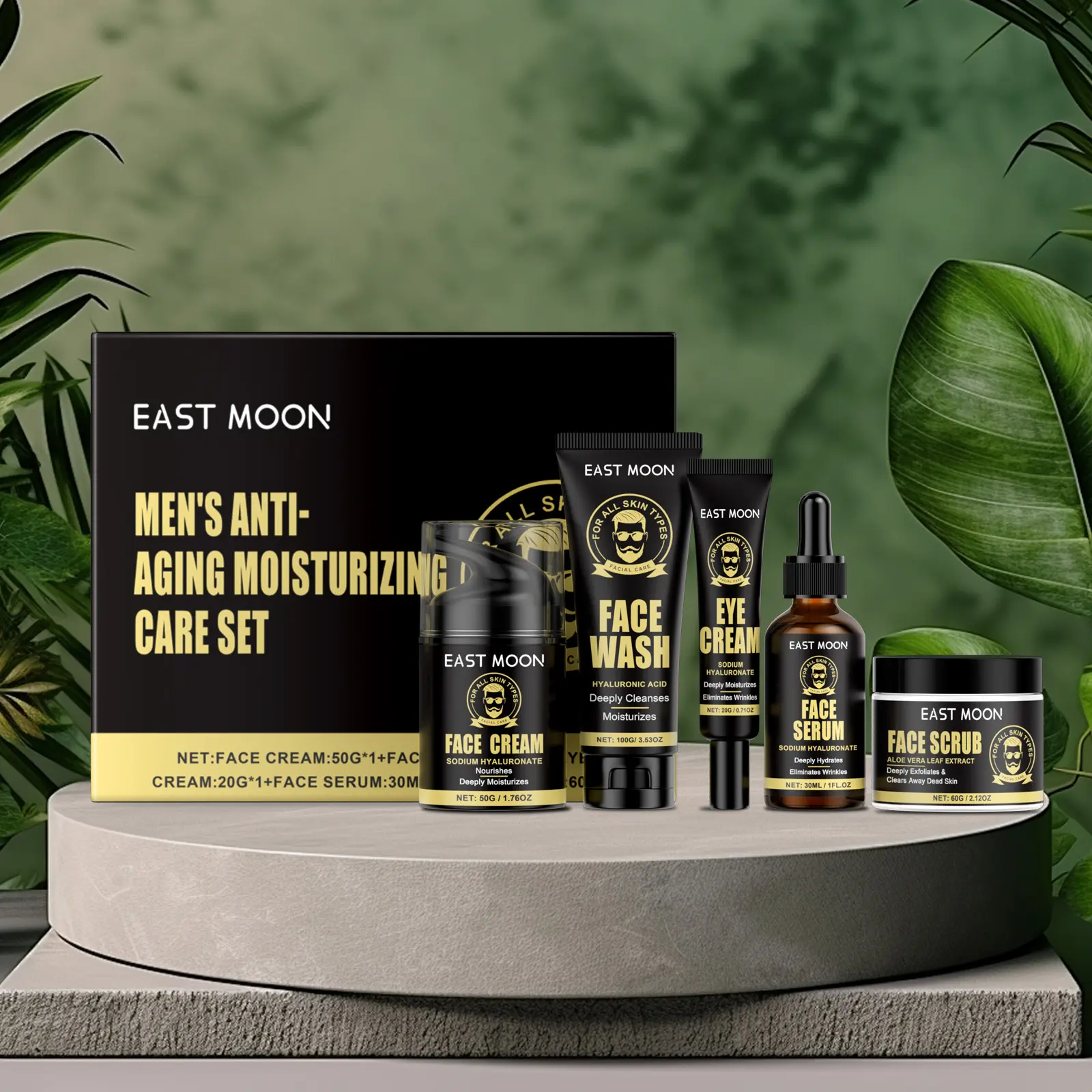 Men’s 5PCS Moisturizing Skincare Gift Set, Male Adult Boxed Bundle Set Skin Care Kit with Gift Box Packaging