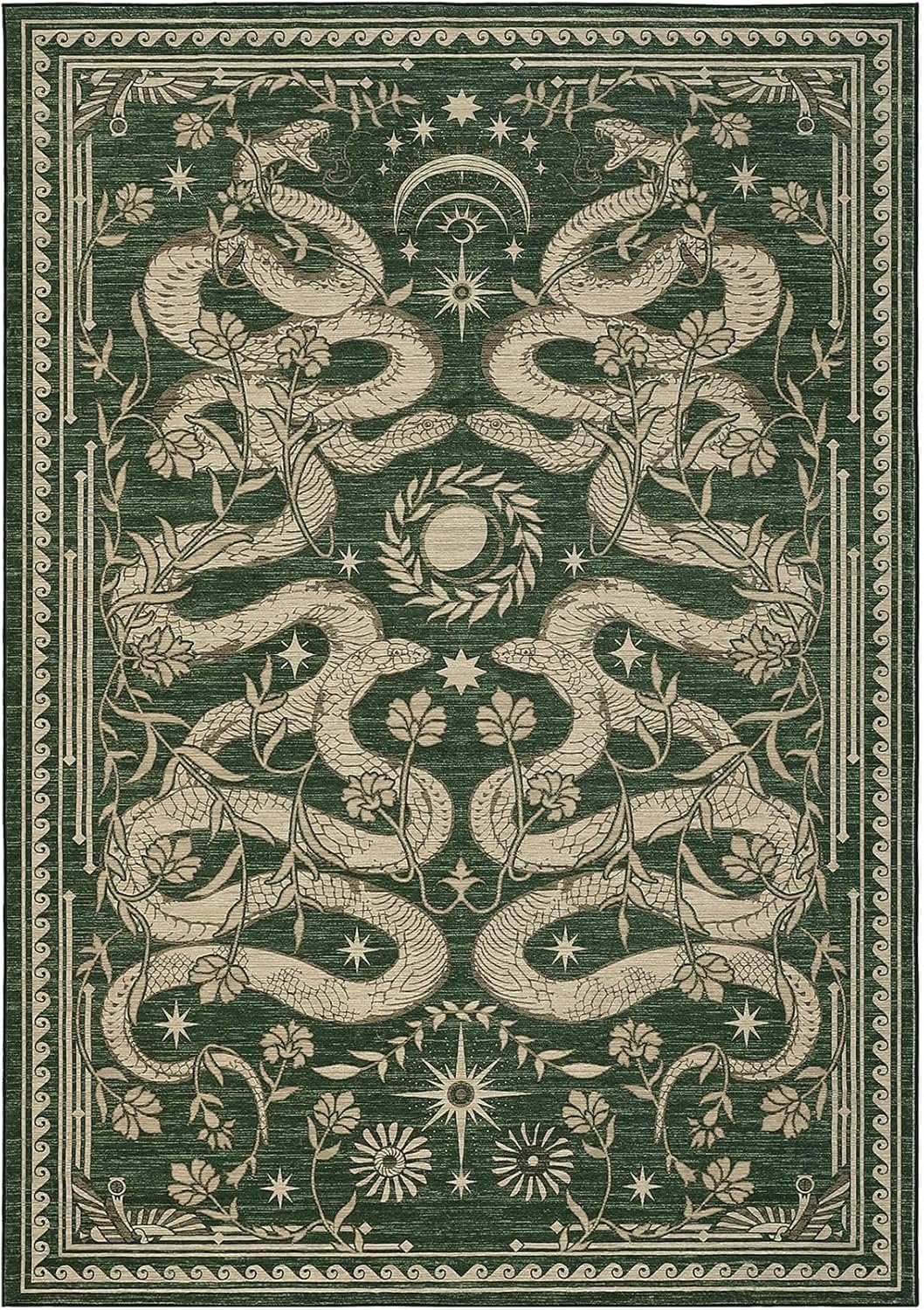 Snake Area Rug, Washable Soft Living Room Rugs Non Slip Low Pile Stain Resistant Large Throw Carpet for Bedroom Nursery Dining Room Accent Textured Floor Cover