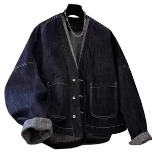 Japanese Korean Batwing Sleeves Noragi Kimono Cardigan Denim Jeans Jacket Oversized