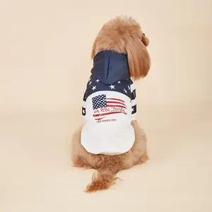 Stars & Stripes Hooded Pet Sweatshirt, Independence Day Flag Style, Fashion Casual Clothing for Medium Small Pets, Dog Cat Apparel, Sweater