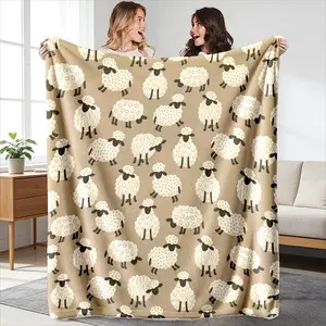 Soft Plush Sheep Blanket, High-Weight Flannel Fabric, Thick Dense Fur, Soft Skin-Friendly Touch, Warm Insulation, No Fading, Easy Clean, Decorative Giftable Blankets, Soft Fluffy Blanket, Machine Washable Blanket