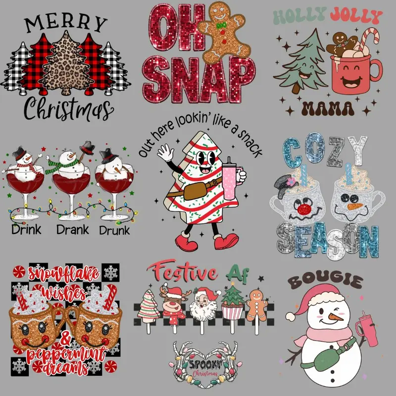 Christmas pack of 10 full size DTF images! Direct To Film