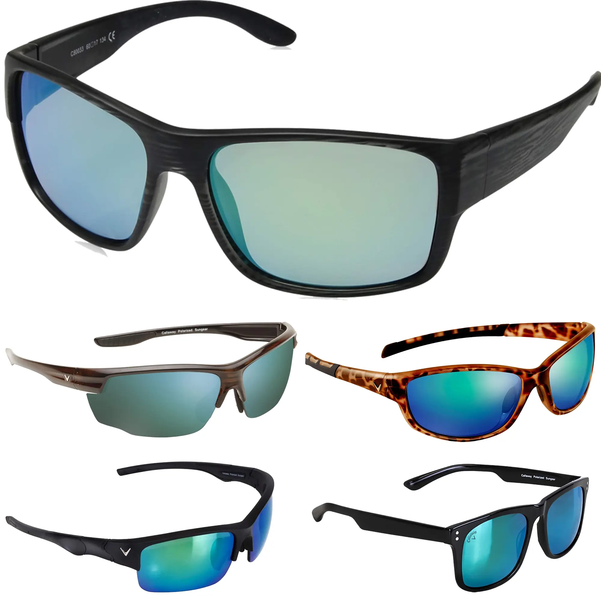 Callaway Golf Polarized Sunglasses with Polarized Lenses, 8 Base Lens Configuration, UV-Protection Lens, 100% Protection from UVA, UVB, UVC for Golf Course Use, Carry Pouch, Lightweight, Sport Frame, Modern, Athletic Look