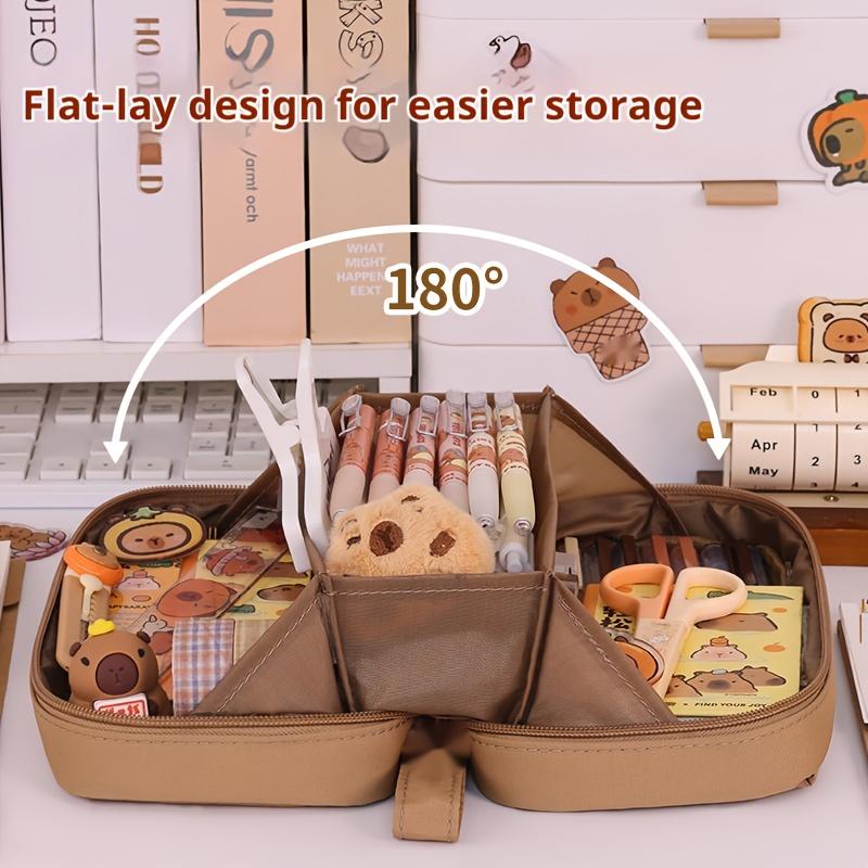 3-Piece Volcano Large Capacity Pencil Case Set, Includes Pencil Case, Doll, Stickers, Perfect for School Supplies & Christmas Gifts