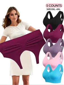 Plus Size Women's Plain Hollow Out Wireless Seamless Bra, No Padding,Breathable Comfortable Shockproof Bra for Daily Wear, Women's Lingerie for All Seasons