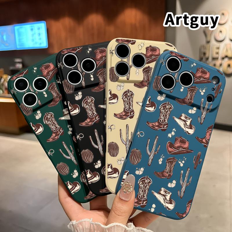 Compatible with  iPhone 17 Pro Max 16 Plus 15 14 13 12 11 Air XR E Soft Case Western Cowboy Elements Full Coverage Camera Protection Lightweight Softcase for Girl