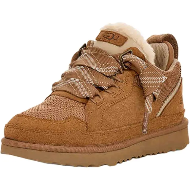 UGG Lowmel Unisex Kids' Chestnut Suede Slip-On Trainers - Cozy & Comfy Round Toe Shoes with Sheepskin Lining