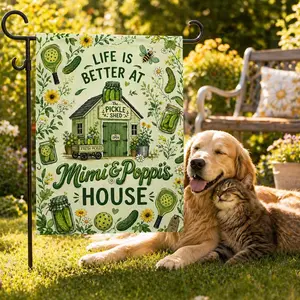 Personalized Pickle Garden Flag Custom Mimi Poppi House Flag, Funny Pickle Shed Decor, Pickleball Lover Gift, Farmhouse Yard Flag