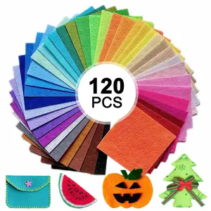 120 pcs non-woven fabric set, soft non-woven square felt, suitable for children's DIY handicrafts, Halloween and Christmas decorations, sewing, hanging decorations, scrapbooks, school activities, theme party handicrafts