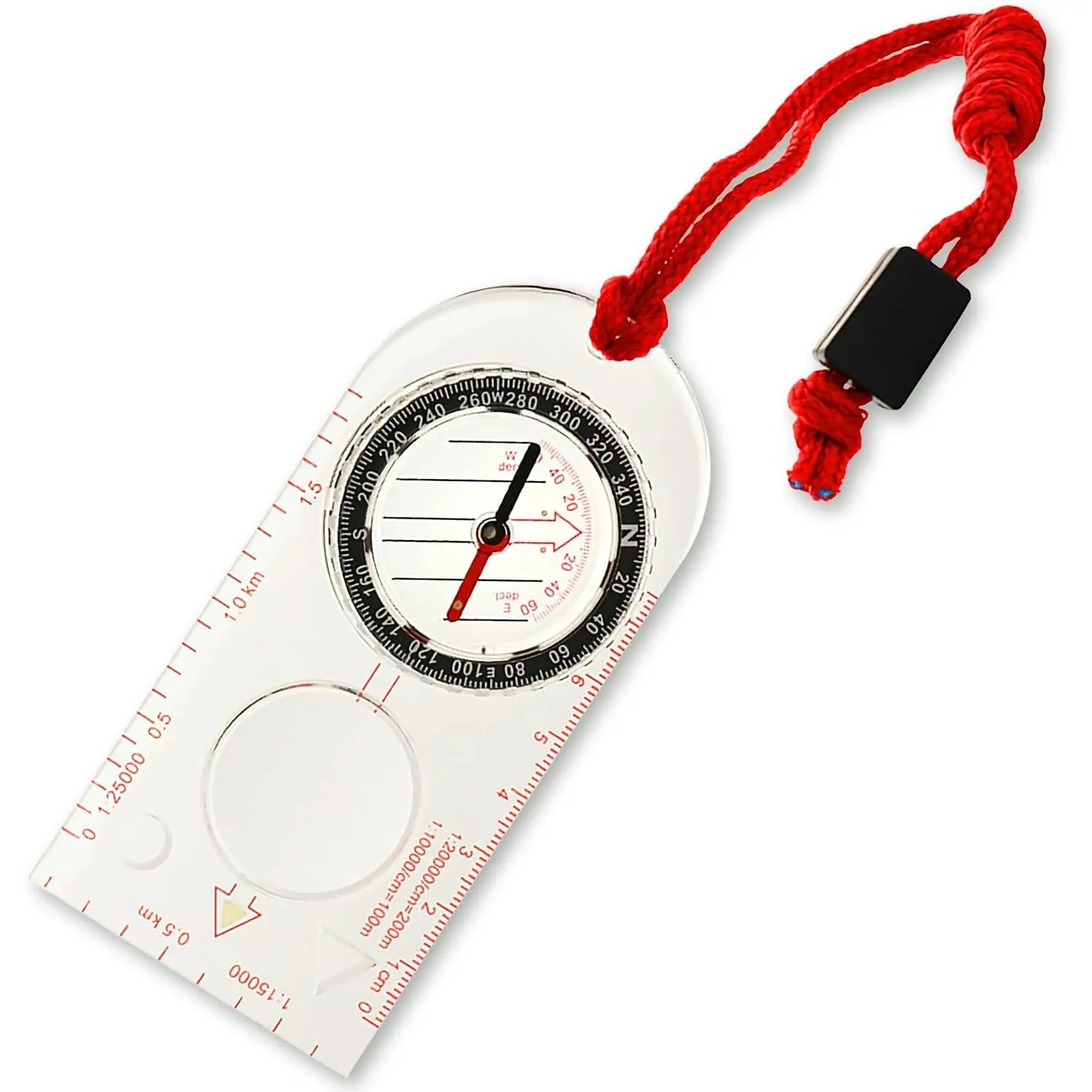 Compact Outdoor Active Compass - Red Cord, Measurement Scale, Glow-in-Dark Feature, Essential Hiking & Camping Navigation Tool, Outdoor Active Compasses